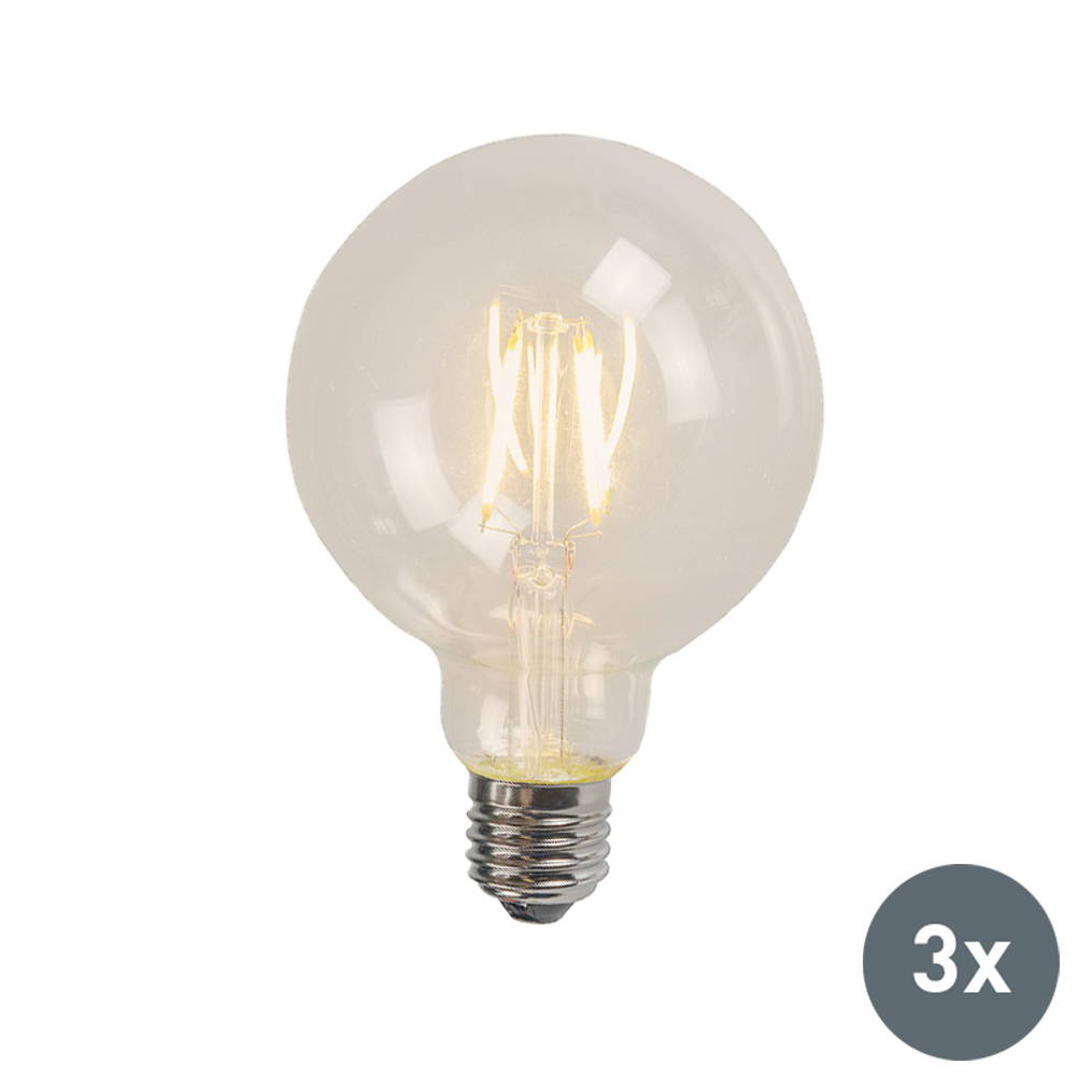 Vintage Led Lamp E27 Verlichting Lampen Filament Led Lamp G95 4w 2700k Helder Set Van 3