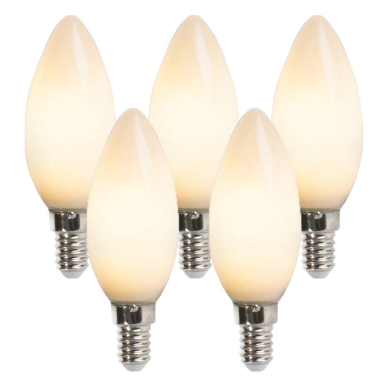 Sada 5 LED sviečok E14 2W 180 lúmenov 2350K nestmievateľných