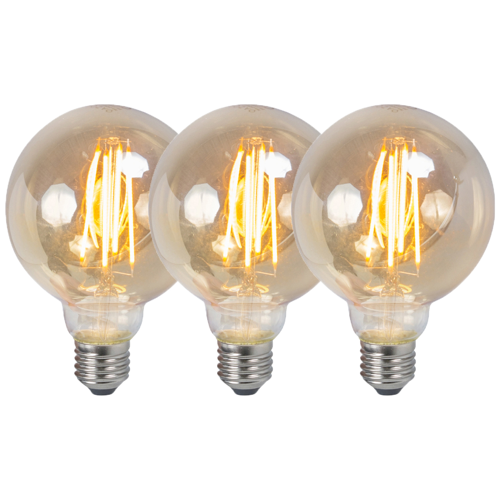 Sada 3 LED žiaroviek E27 5W 2200K G95 stmievateľných dymom