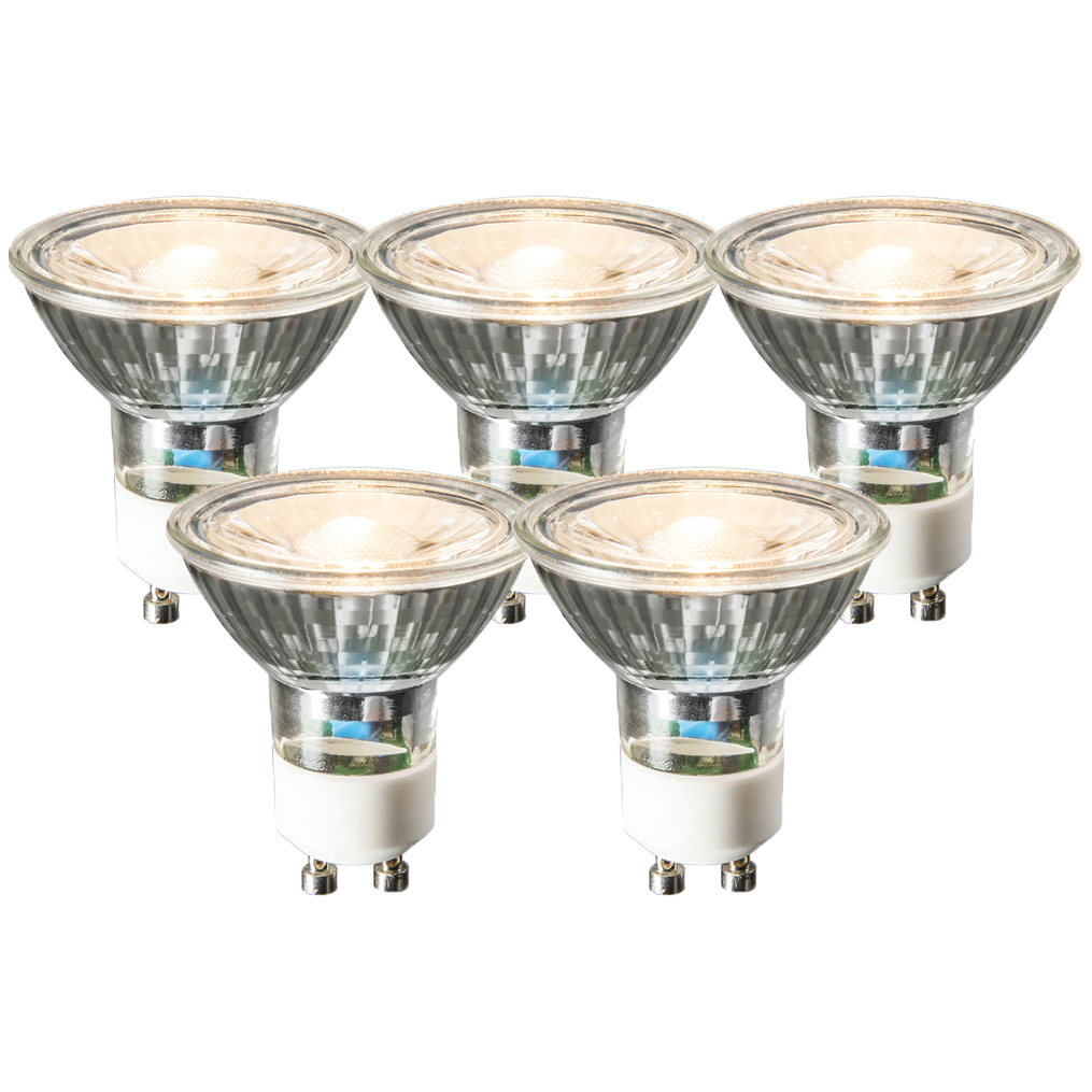 Set med 5 GU10 LED-lampor COB 3W 335lm 2700K