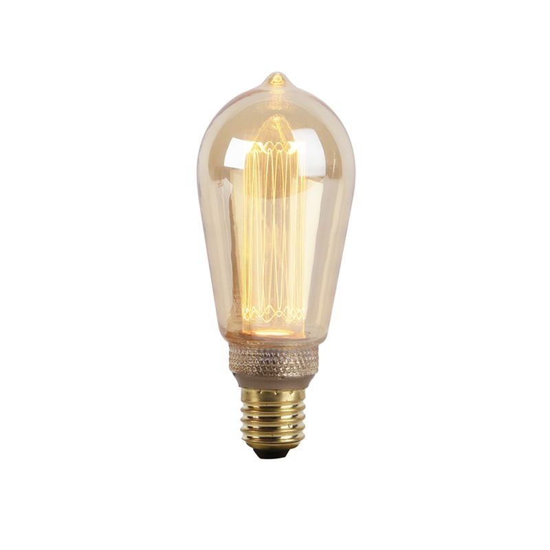 E27 LED filamentlamp amberkleurig glas 2.5W 120lm 1800K