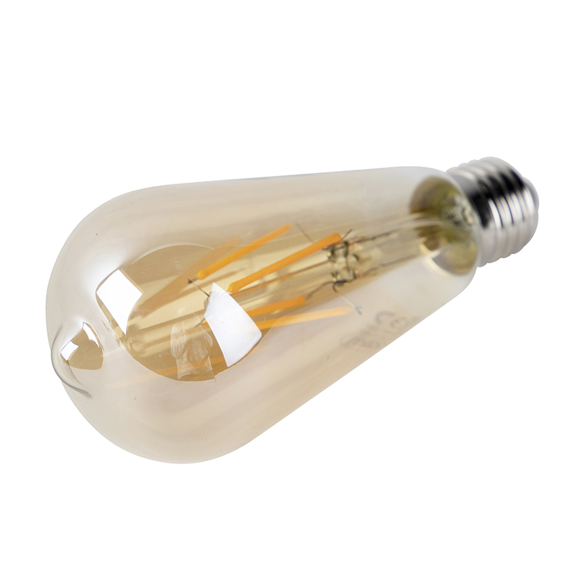 Ampoule LED E27 ST64 dorée avec détecteur crépusculaire 4W 400 lm 2200K
