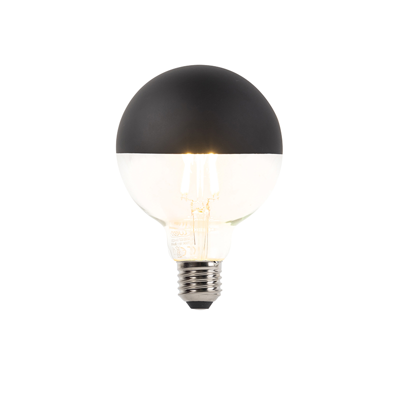 E27 dimbare LED filamentlamp kopspiegel G95 zwart 550lm 2700K