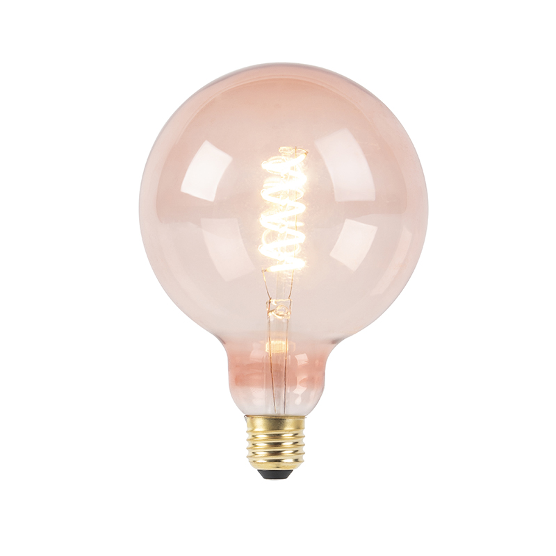 Lampe à filament spiralée LED dimmable E27 G125 rose 200 lm 2100K