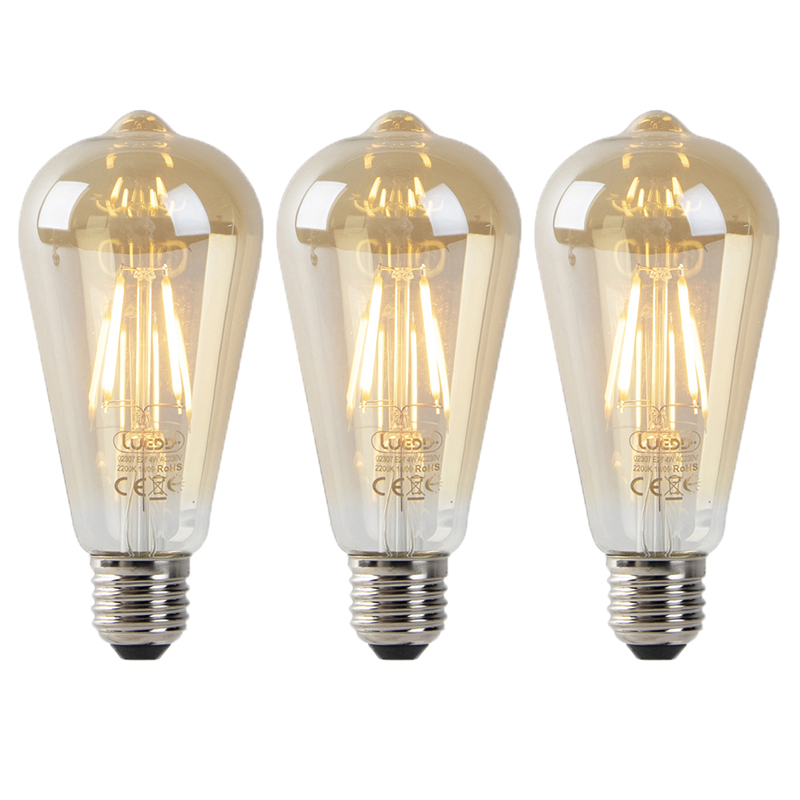 Sada 3 LED vlákien ST64 2 200 000 zlatých so snímačom svetlo-tma