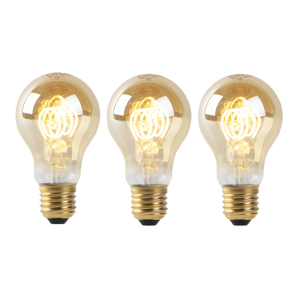 Set di 3 lampadine LED E27 dimmerabili oro 4W 270 lm 2200K
