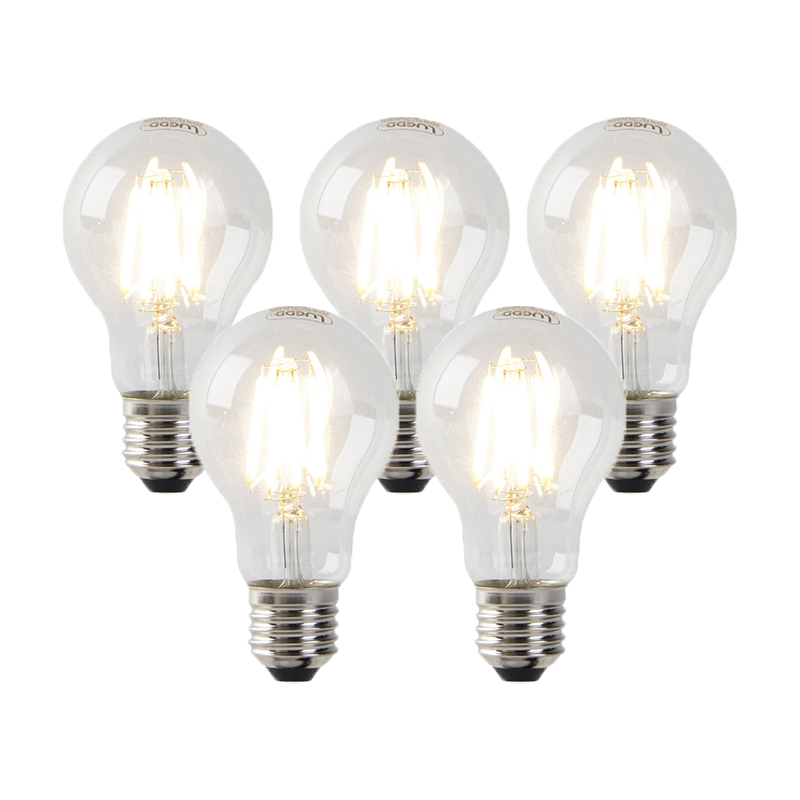 Sada 5 stmívatelných LED žárovek E27 čirých 7W 806 lm 2700K