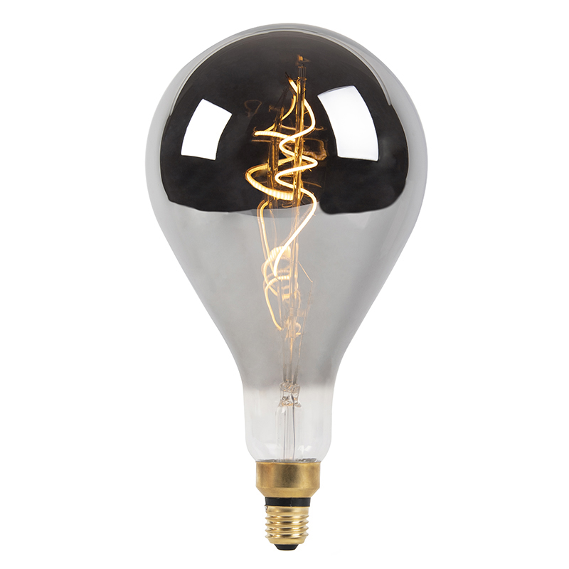 E27 dimbare LED spiraal filament lamp A165 smoke 250 lm 2100K
