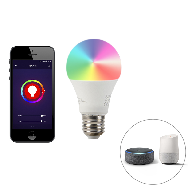 Smart E27 dimbare LED lamp A60 9W 700 lm 2200-4000K RGB Smart E27 dimbare LED lamp A60 9W 700 lm 2200-4000K RGB