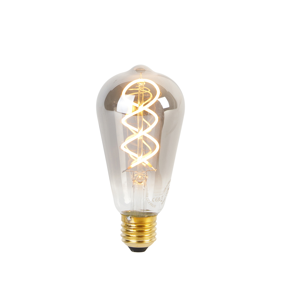 E27 dimbare LED gedraaid filament lamp ST64 smoke 120 lm 1800K