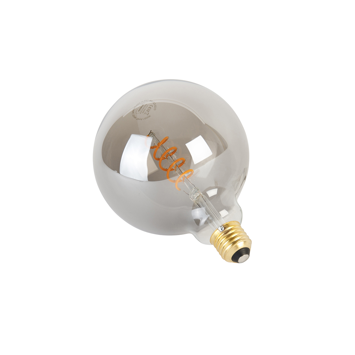 Bombilla LED E27 regulable filamento retorcido G125 ahumado 4W 120lm 1800K