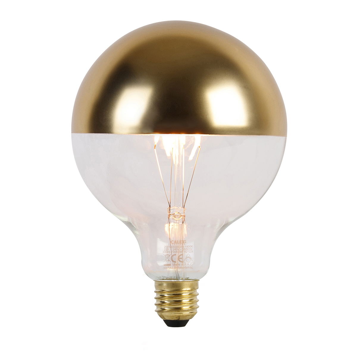Image of Lampada LED E27 dimmerabile G125 top specchio oro 4W 200 lm 1800K