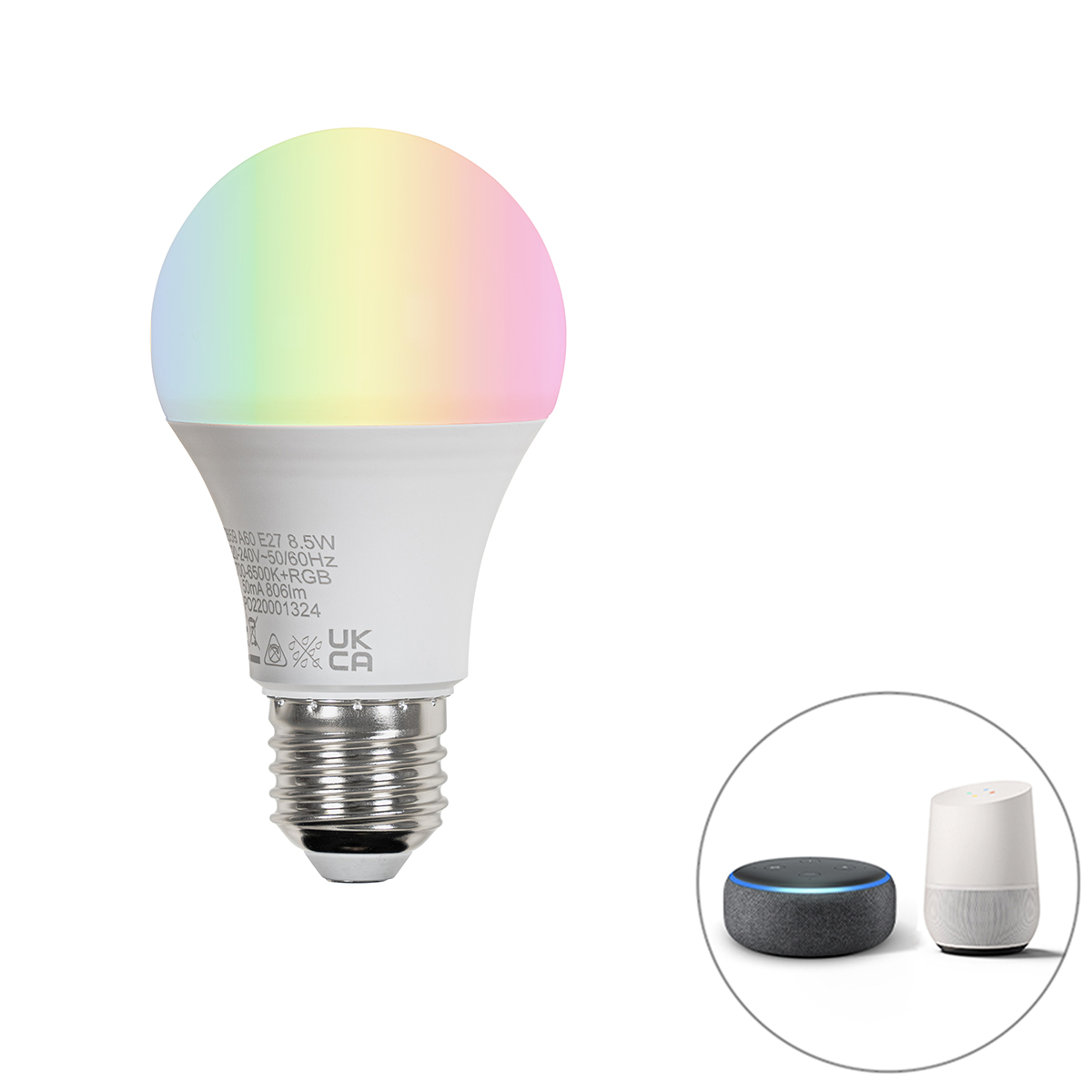 Smart E27 LED-lampa A60 matt RGBW 8,5W 806 lm 2700K