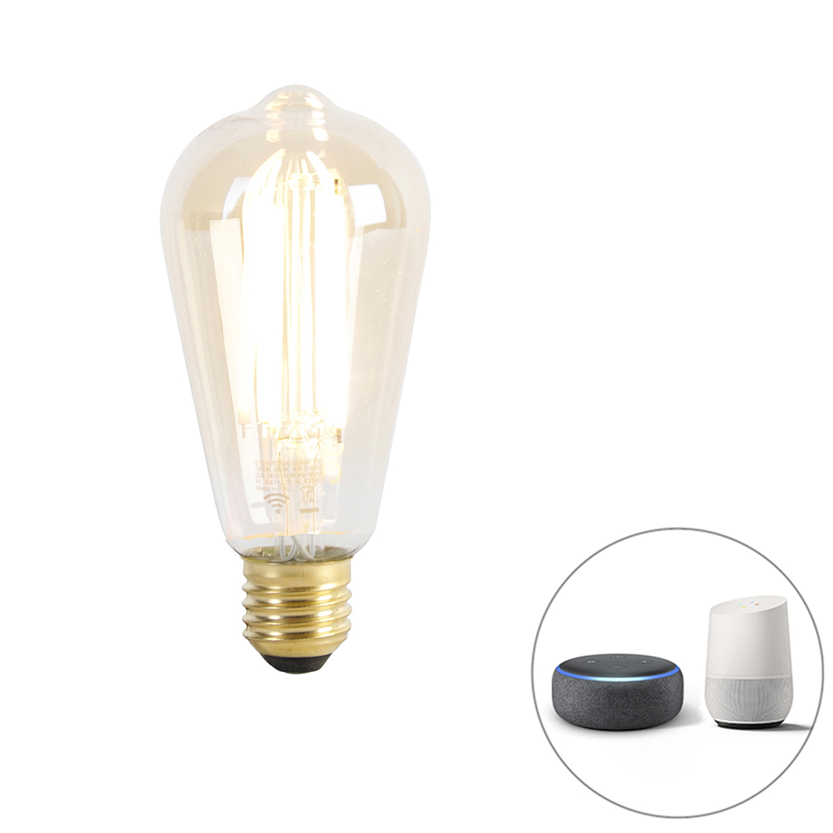 Levně Smart E27 stmívatelná LED lampa ST64 zlatá 7W 806 lm 1800-3000K