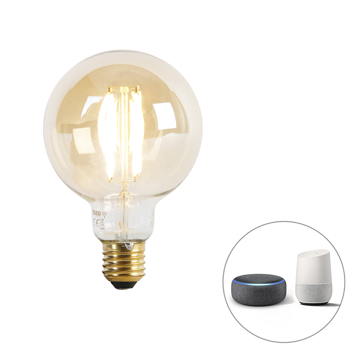 Smart E27 dæmp til varm LED-lampe G95 guld 7W 806 lm 1800K – 3000K