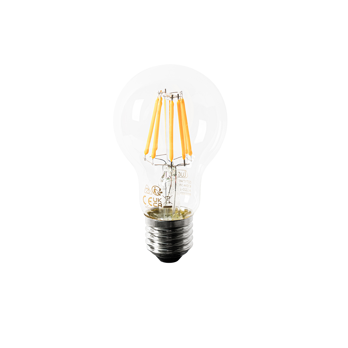 Bombilla LED E27 A60 transparente 6W 630lm 2200K