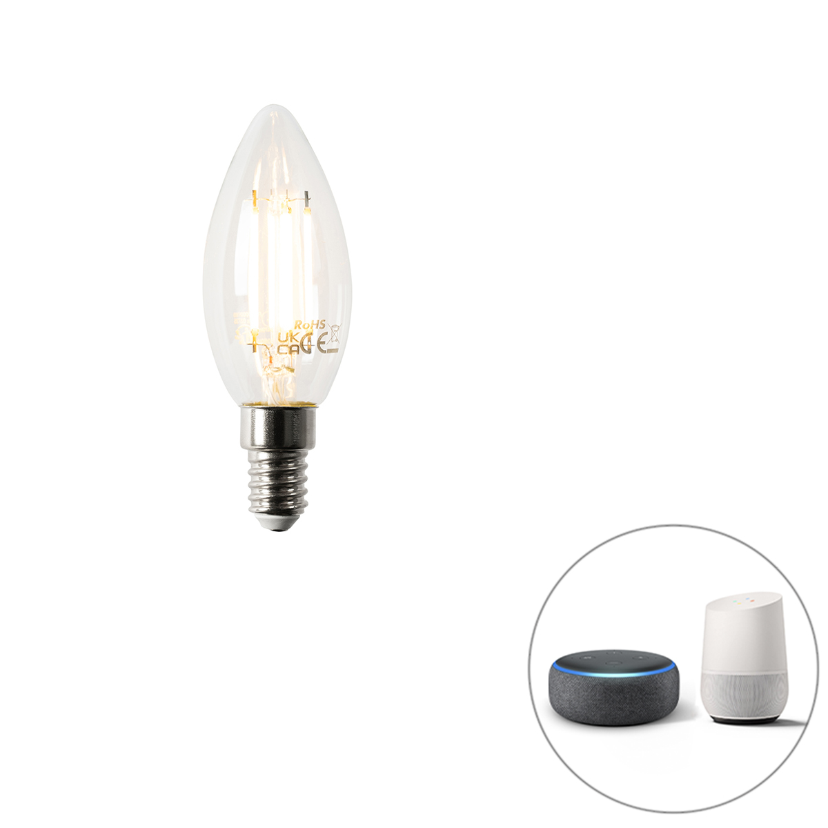 Smart E14 dimbar LED-lampa B35 4,5W 470 lm 2700K