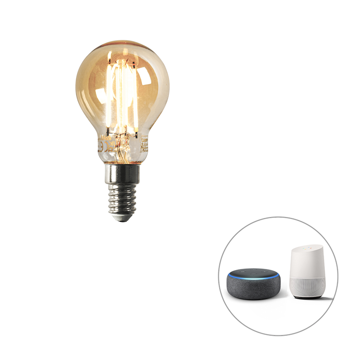 Smart E14 dimbar i Kelvin LED-lampa P45 goldline 4,9W 470 lm 1800-4000K