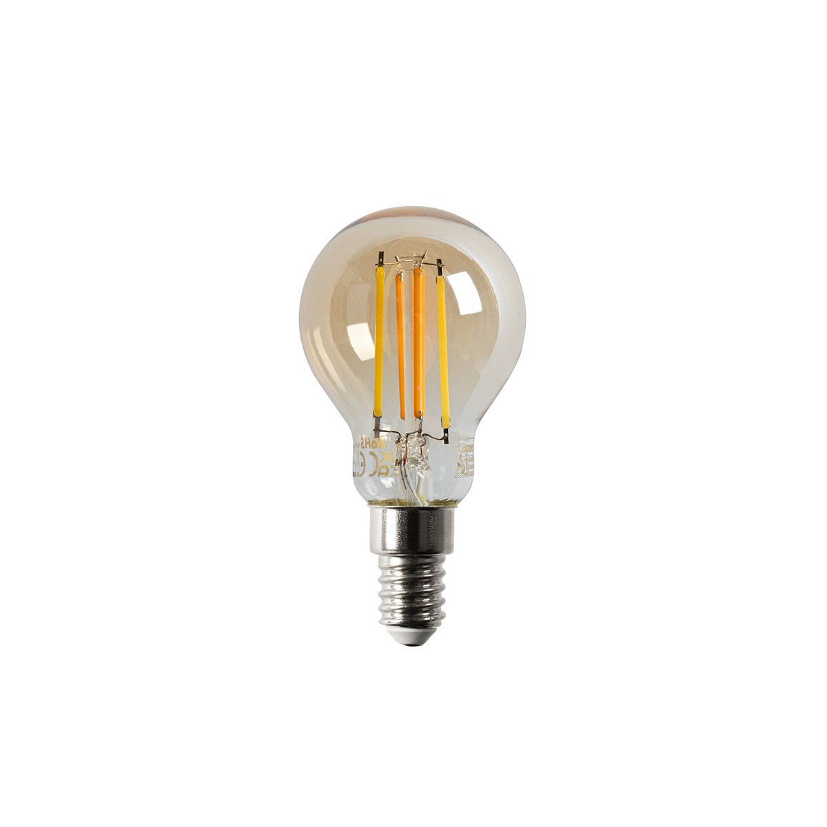 Bombilla LED inteligente E14 P45 dorada 4,9W 470lm 1800-4000K