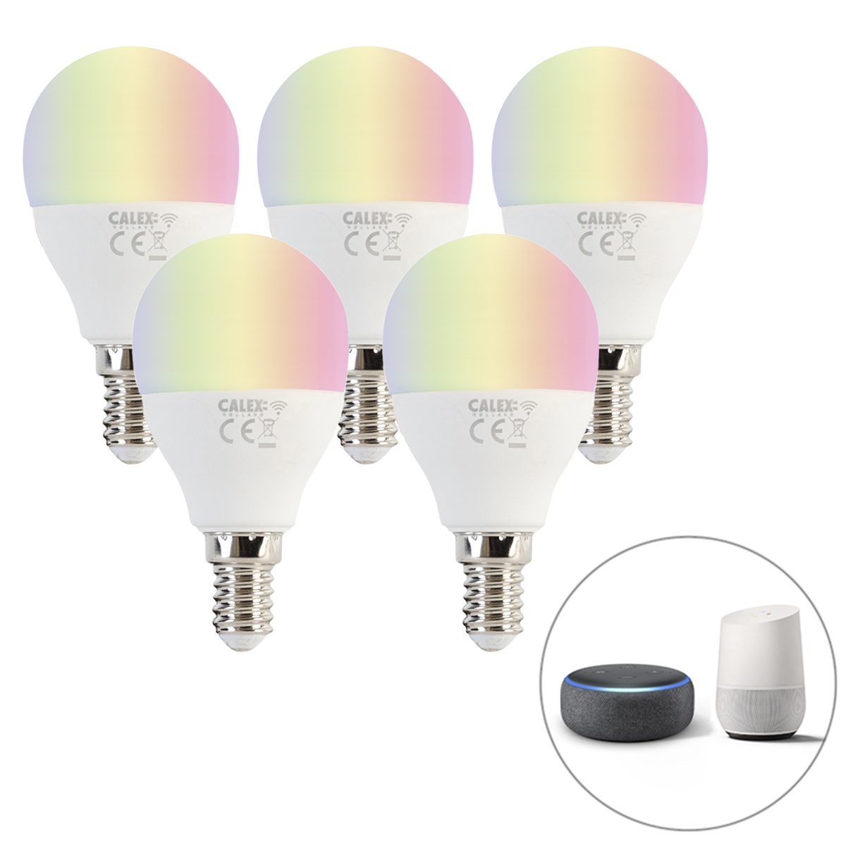 5 db smart E14 RGBW LED lámpa készlet P45 matt 4,9W 470 lm 2200-4000K