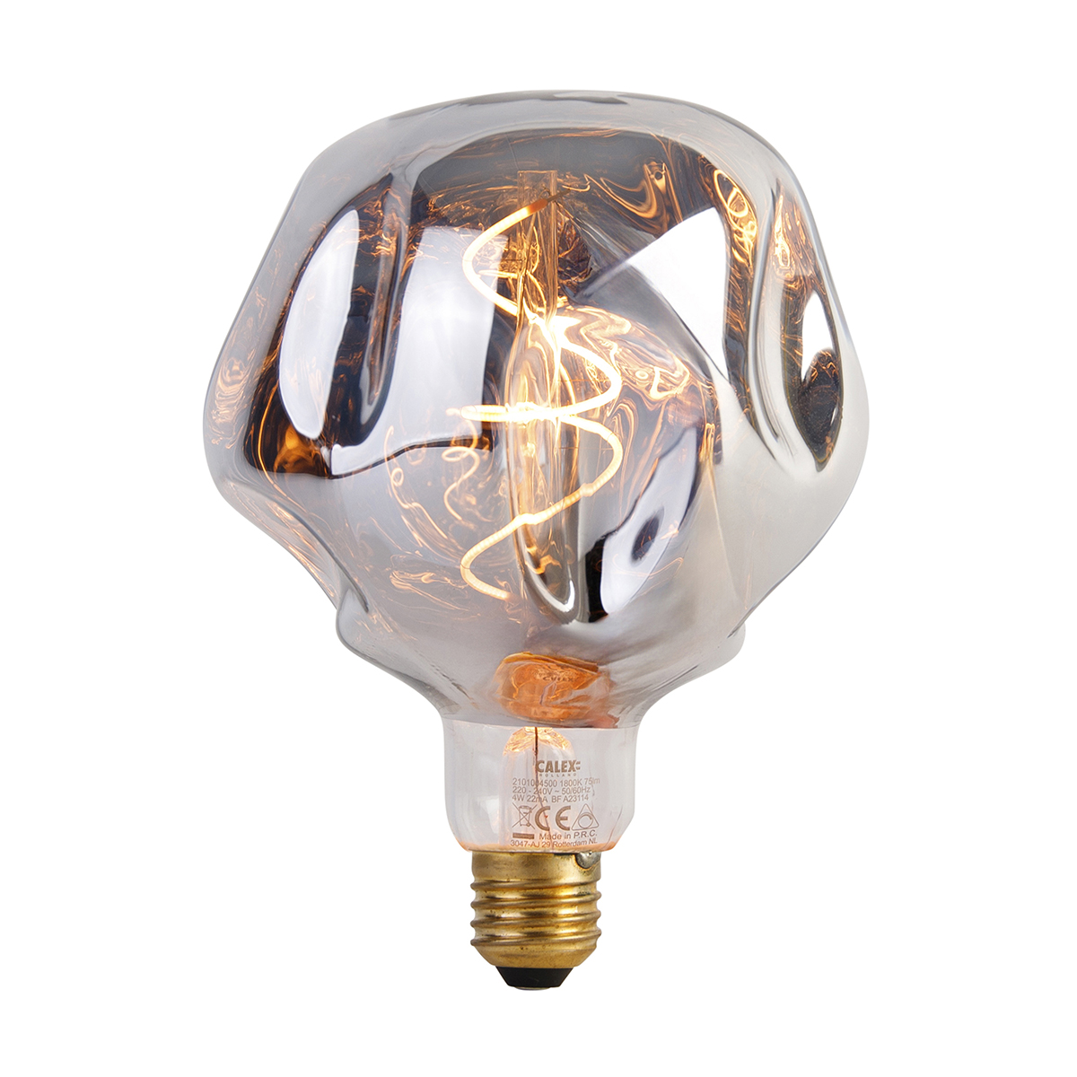 E27 stmievateľná LED lampa G125 strieborná 4W 75 lm 1800K