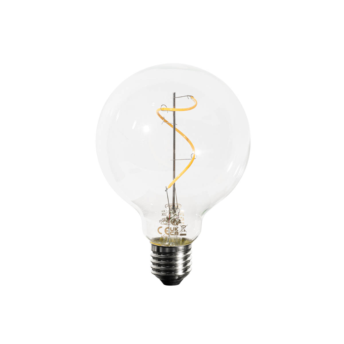 Bombilla LED filamento espiral E27 regulable G95 4W 270lm 2700K