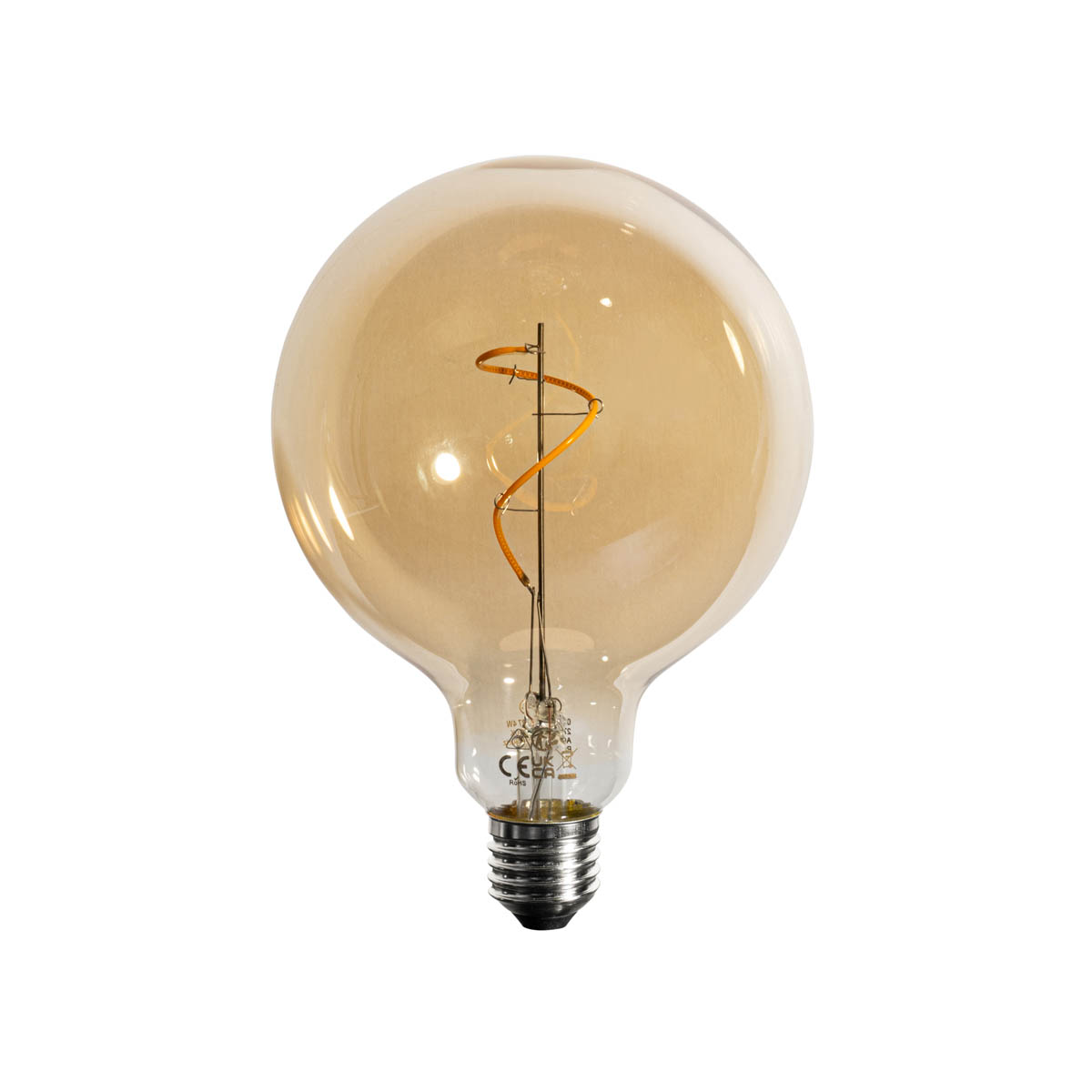 Ampoule LED spirale à filament E27 dimmable or G125 4W 270lm 2700K