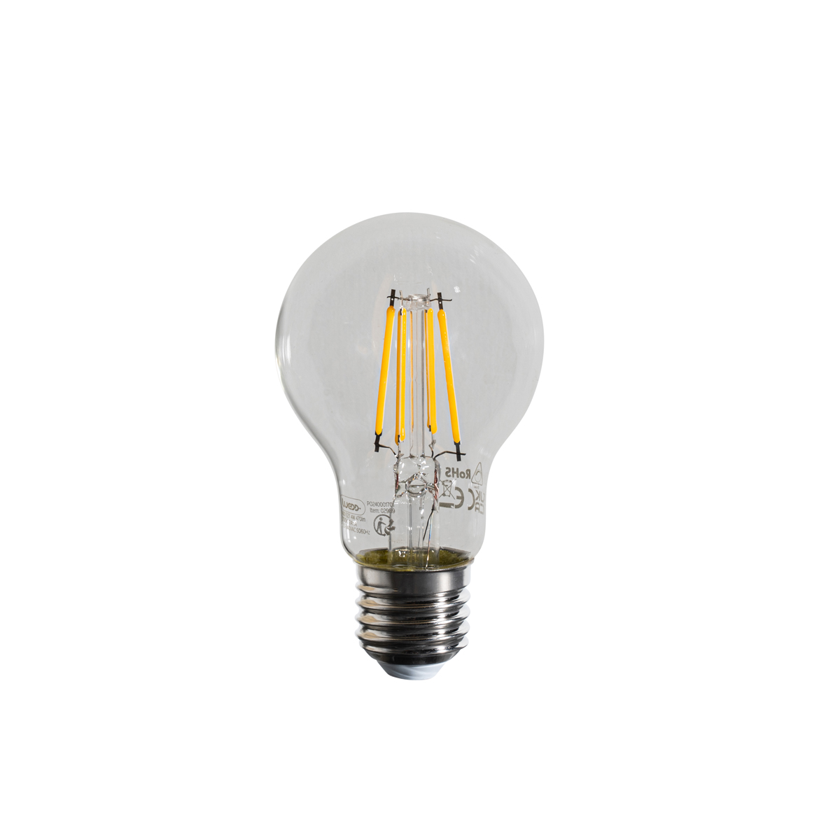 Bombilla LED E27 regulable A60 transparente 4W 470 lm 2700K