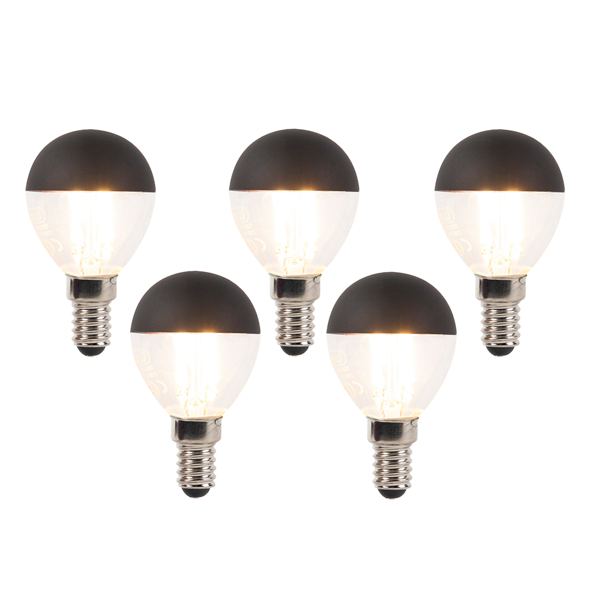 Sada 5 stmievateľných LED vláknových žiaroviek E14 P45 čierne 300lm 2700K Sada 5 stmievateľných LED vláknových žiaroviek E14 P45 čierne 300lm 2700K