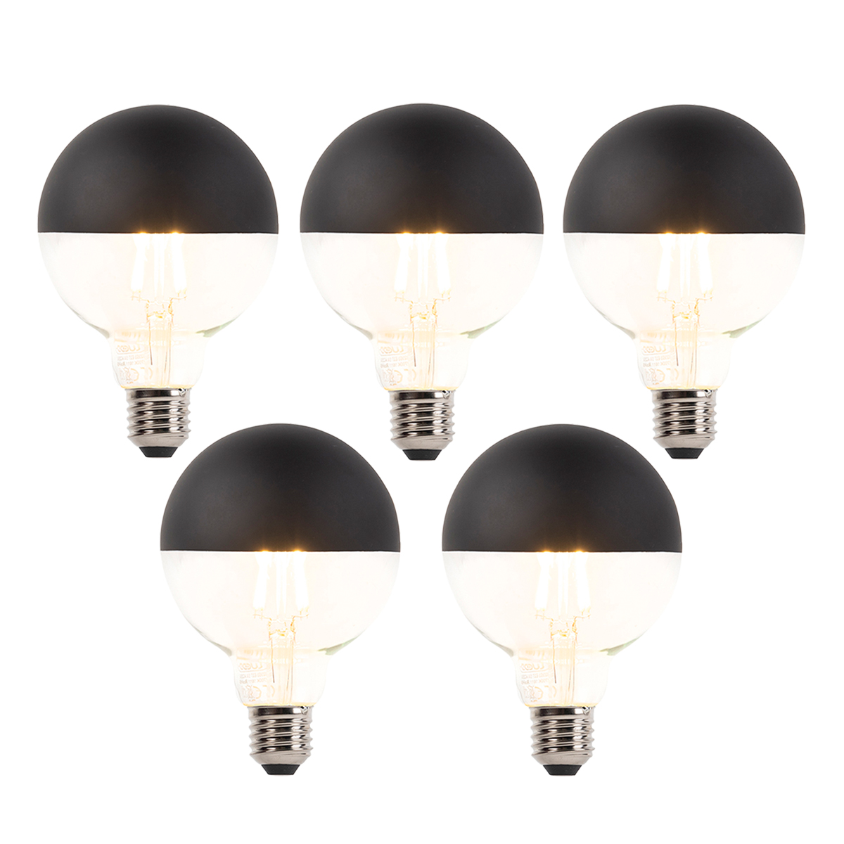 5 db E27-es dimmelhető LED izzószál izzó G95 fekete 550 lm 2700 K