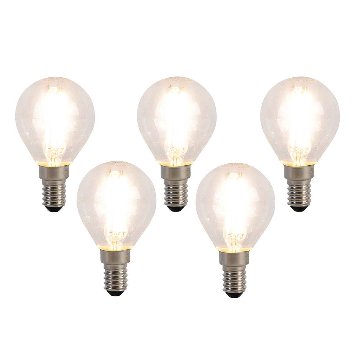 Sada 5 LED žárovek E14 Filament P45 4W 470 lm 2700K