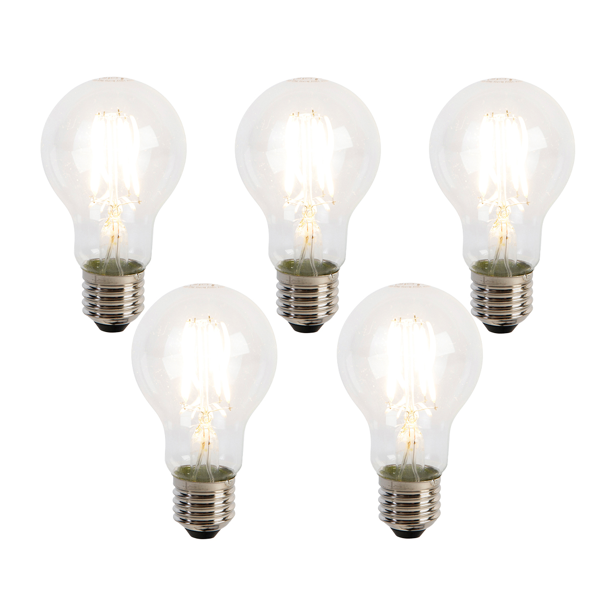 Sada 5 LED vláknových žiaroviek E27 A60 senzor súmraku 4W 470lm 2700K