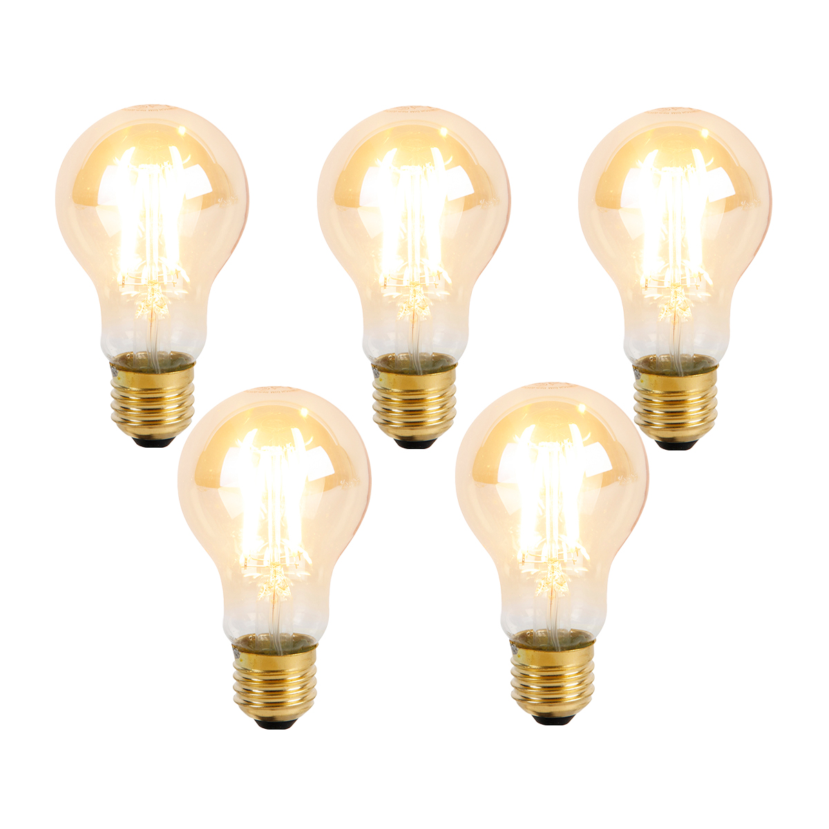 Sada 5 stmievateľných LED žiaroviek E27 s 3-stupňovým stmievaním A60 Goldline 5W 530lm 2200K