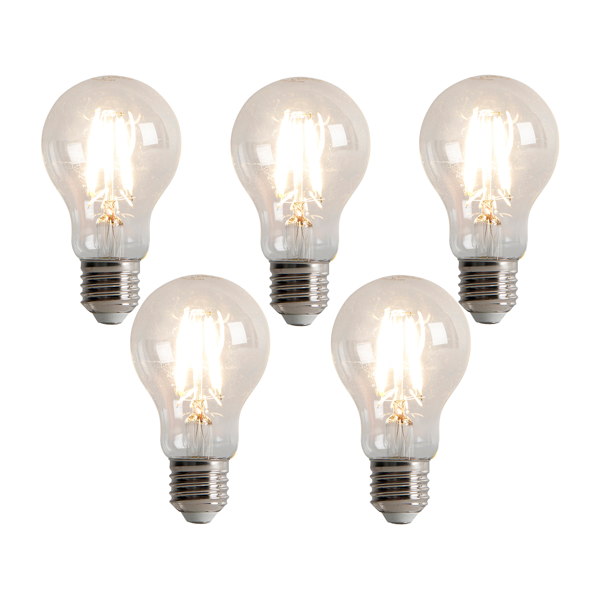 Sada 5 stmievateľných LED žiaroviek E27 s 3-stupňovým stmievaním A60 5W 500lm 2700K Sada 5 stmievateľných LED žiaroviek E27 s 3-stupňovým stmievaním A60 5W 500lm 2700K