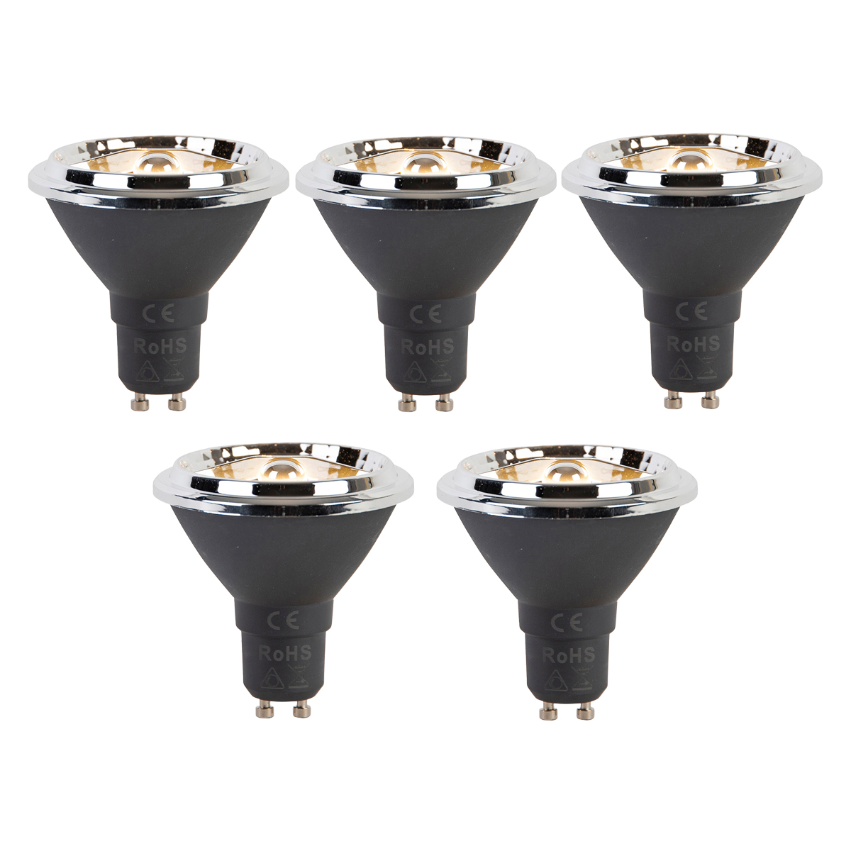 Sada 5 stmievateľných LED žiaroviek GU10 AR70 6W 450lm 2700K Sada 5 stmievateľných LED žiaroviek GU10 AR70 6W 450lm 2700K