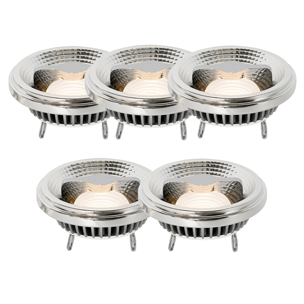 Sada 5 stmievateľných LED žiaroviek G53 AR111 12W 600lm 2700K