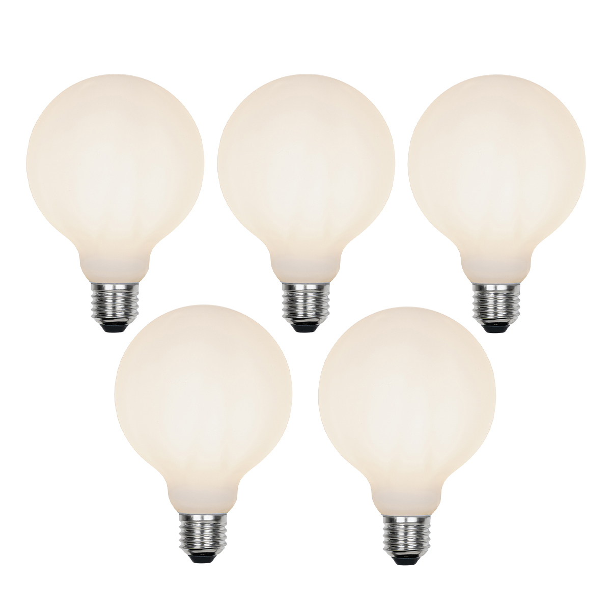 Sada 5 ks E27 3-stupňová stmievateľná LED lampa G95 matné sklo 5W 550 lm 2700K Sada 5 ks E27 3-stupňová stmievateľná LED lampa G95 matné sklo 5W 550 lm 2700K