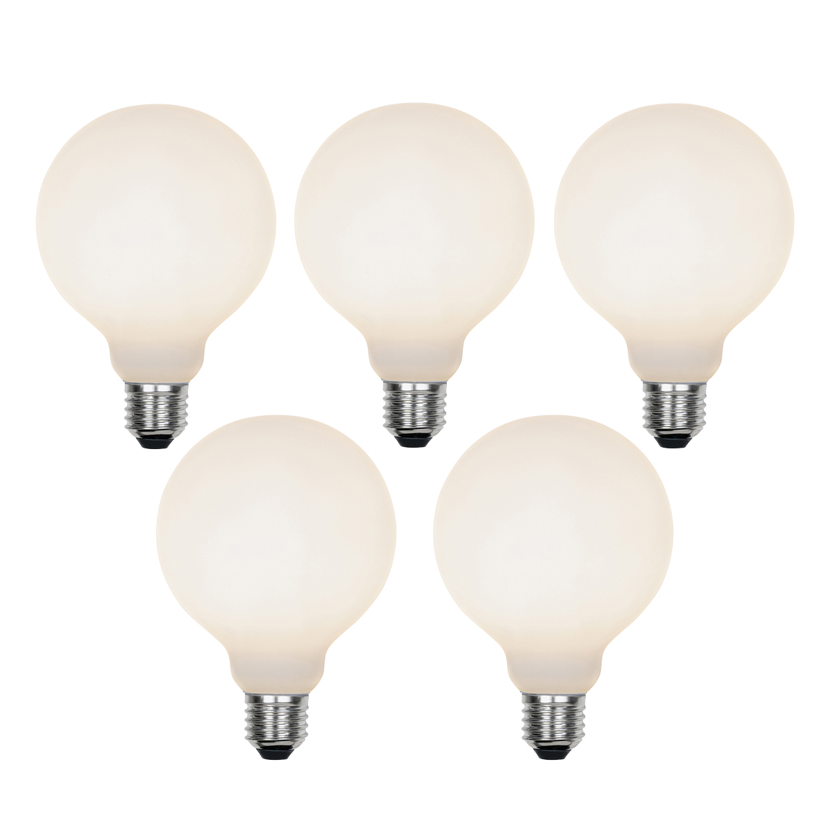 Sada 5 stmievateľných LED žiaroviek E27 s 3-stupňovým stmievaním G95 matné 5W 550lm 3000K Sada 5 stmievateľných LED žiaroviek E27 s 3-stupňovým stmievaním G95 matné 5W 550lm 3000K