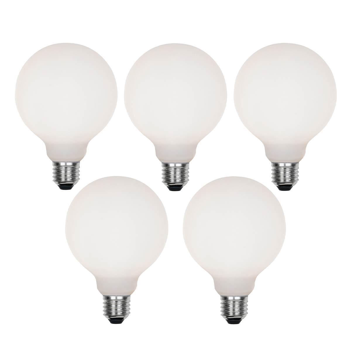 Sada 5 stmievateľných LED žiaroviek E27 G95 matné 4W 430lm 2200-4000K Sada 5 stmievateľných LED žiaroviek E27 G95 matné 4W 430lm 2200-4000K