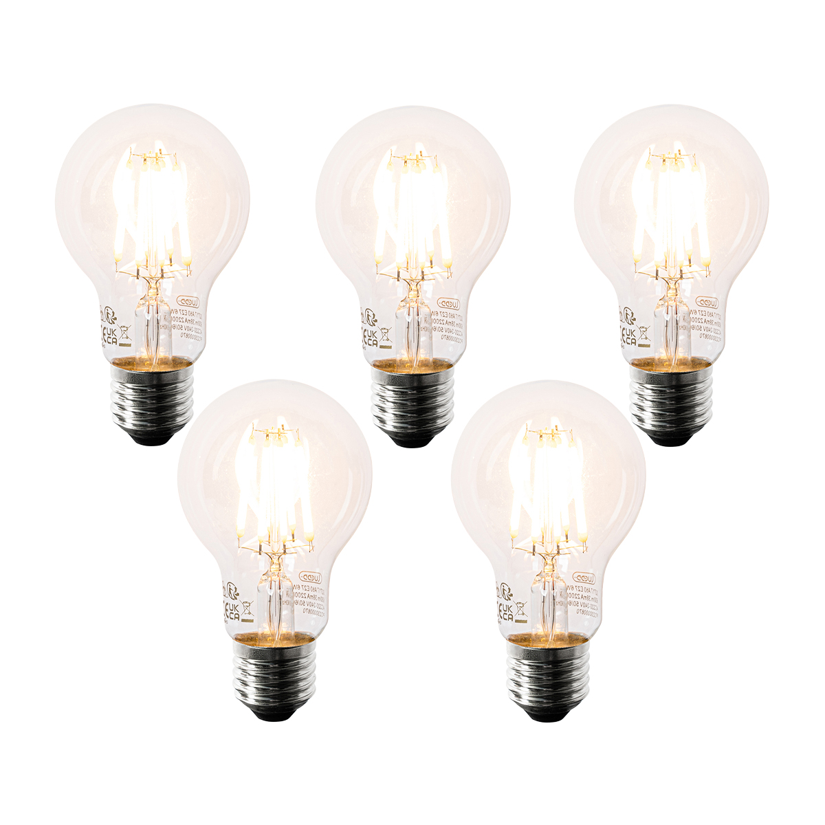 Sada 5 LED žiaroviek E27 A60 číre 6W 630lm 2200K Sada 5 LED žiaroviek E27 A60 číre 6W 630lm 2200K