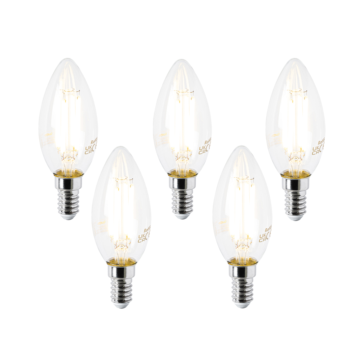 5 db E14 LED izzó szett B35 átlátszó 2,2W 470lm 2700K