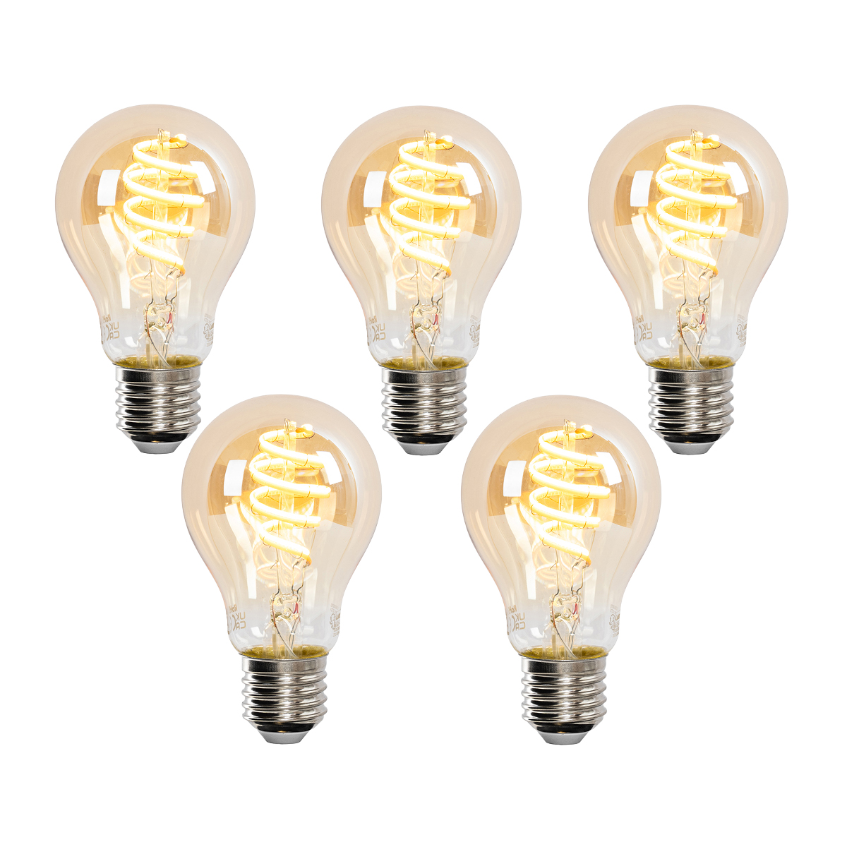 Sada 5 inteligentných LED žiaroviek E27 A60 zlatá 4W 270lm 1800-3000K