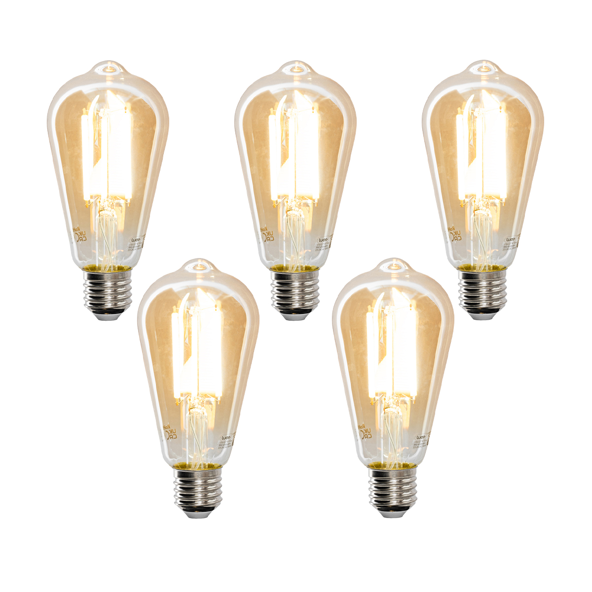 Sada 5 ks Smart E27 stmievateľná v Kelvinovej LED lampe ST64 goldline 7W 700 lm 1800-4000K