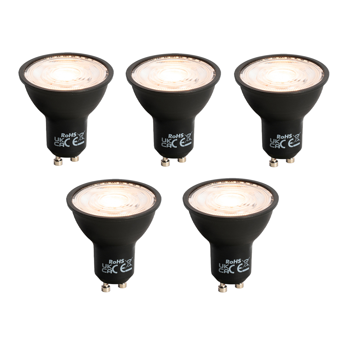 5 db GU10 dimmelhető LED izzó szett fekete 6W 500lm 2700K