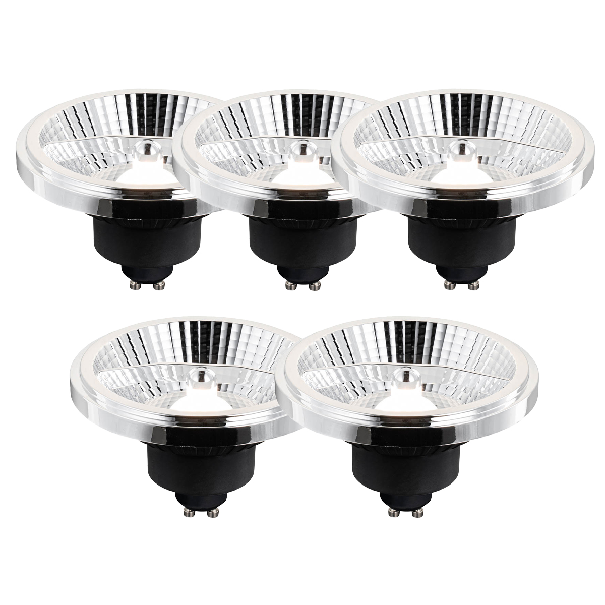 Sada 5 GU10 3-stupňových stmievateľných LED žiaroviek AR111 10W 800 lm 2700 - 3700K