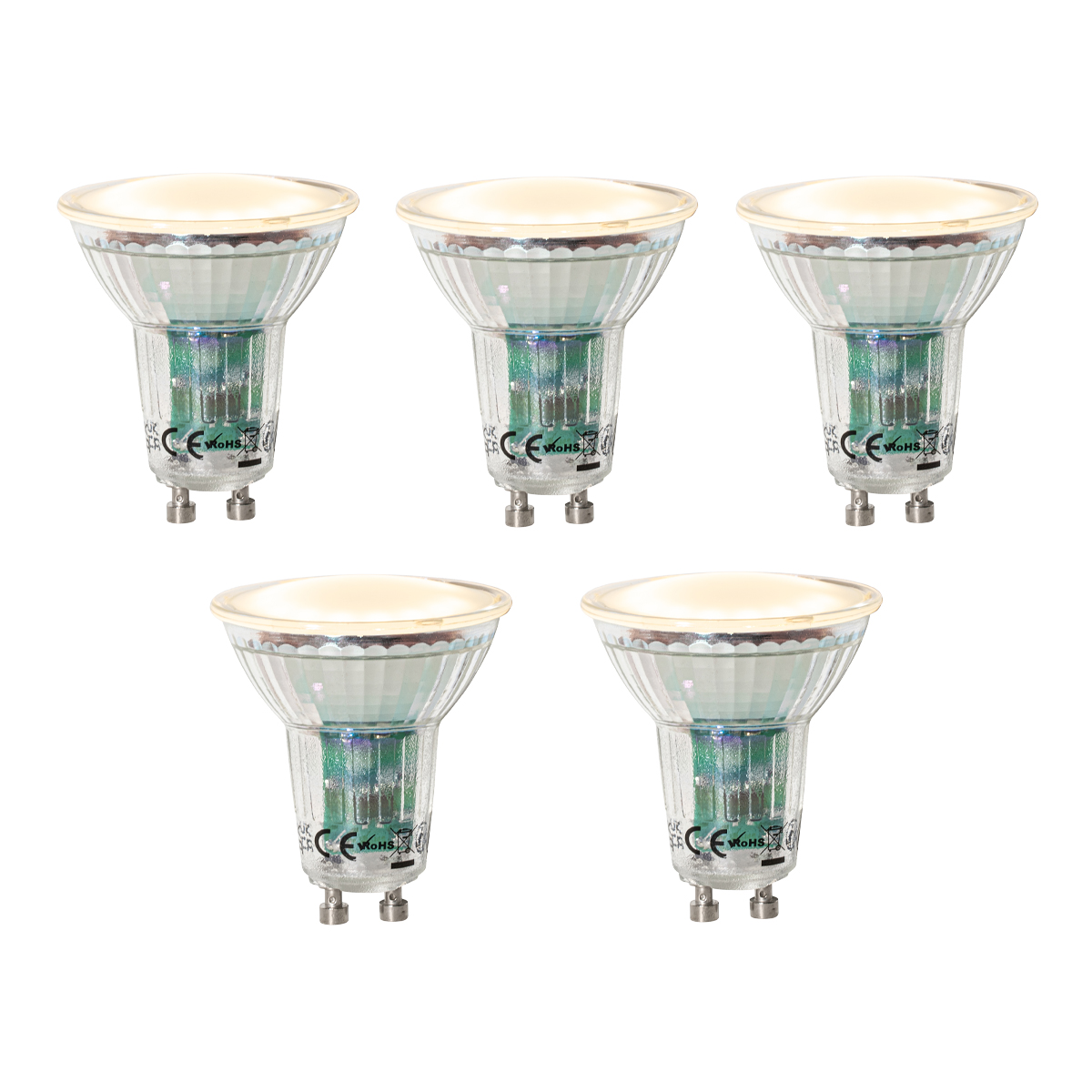 Sada 5 ks GU10 dimbare LED lamp lux sensor 3W 200 lm 2200K