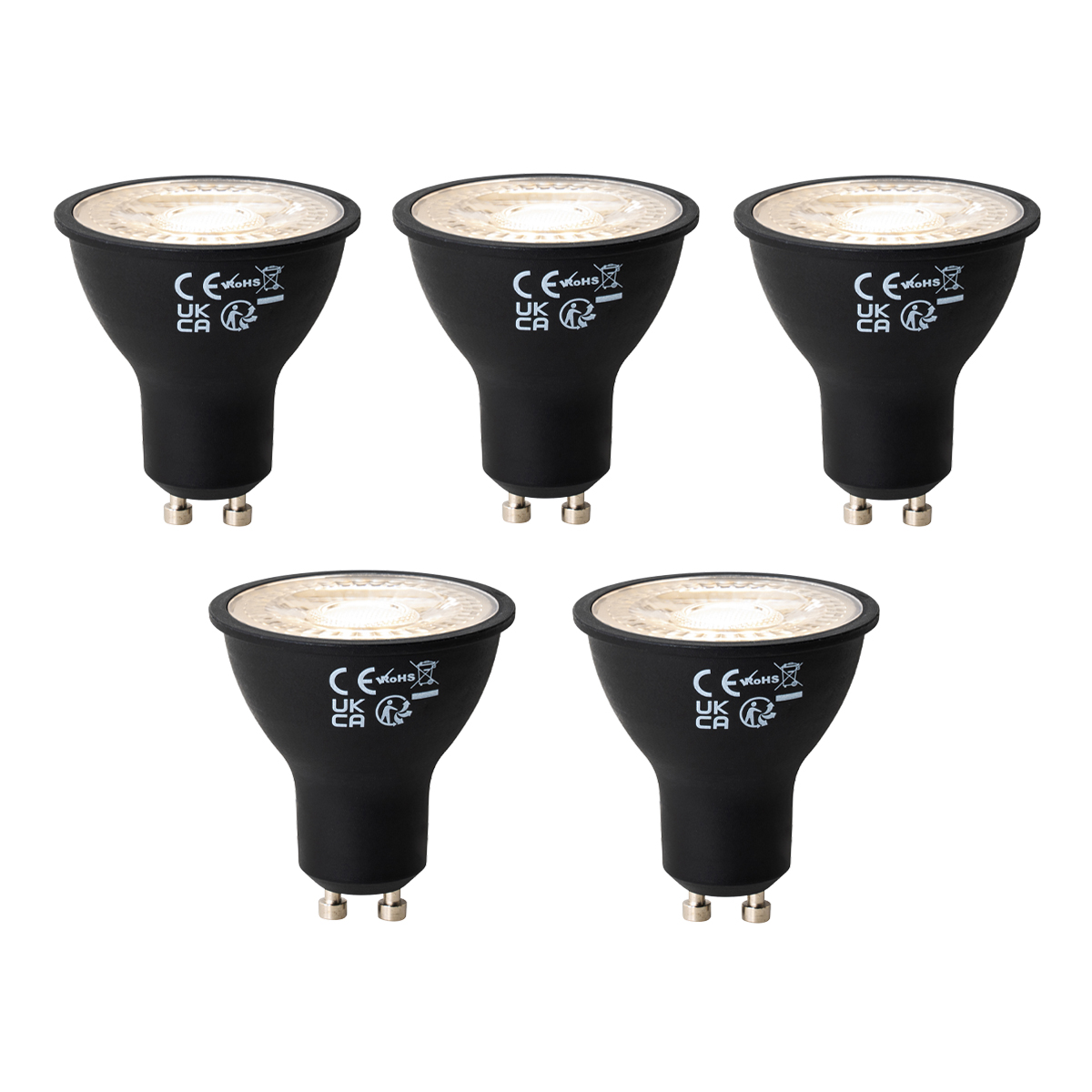 5 darabos GU10 dimmelhető LED izzókészlet fekete 6W 450 lm 3000K