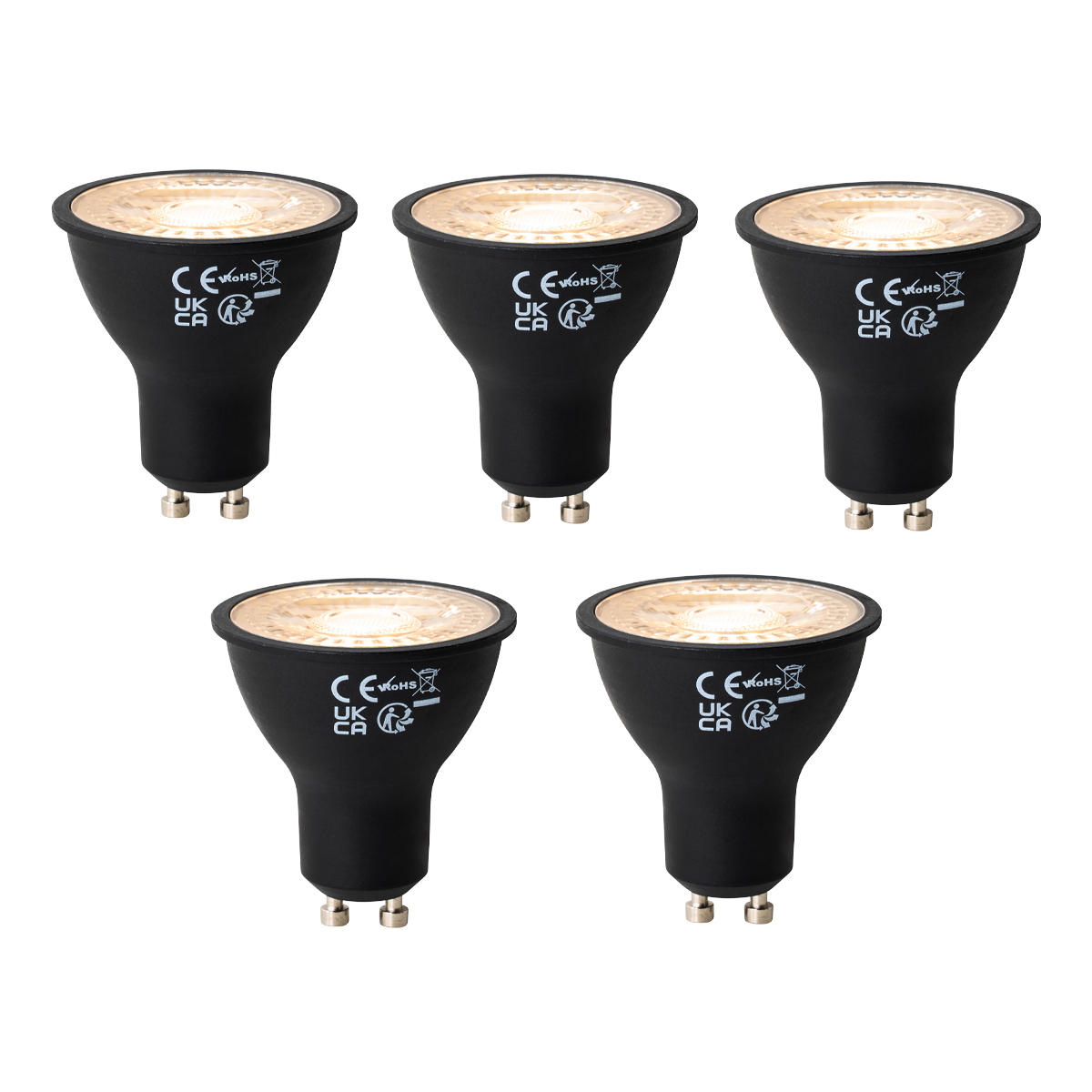 Sada 5 GU10 3-krokovo stmievateľných LED žiaroviek čierna 6W 4300 lm 2000 - 6000K