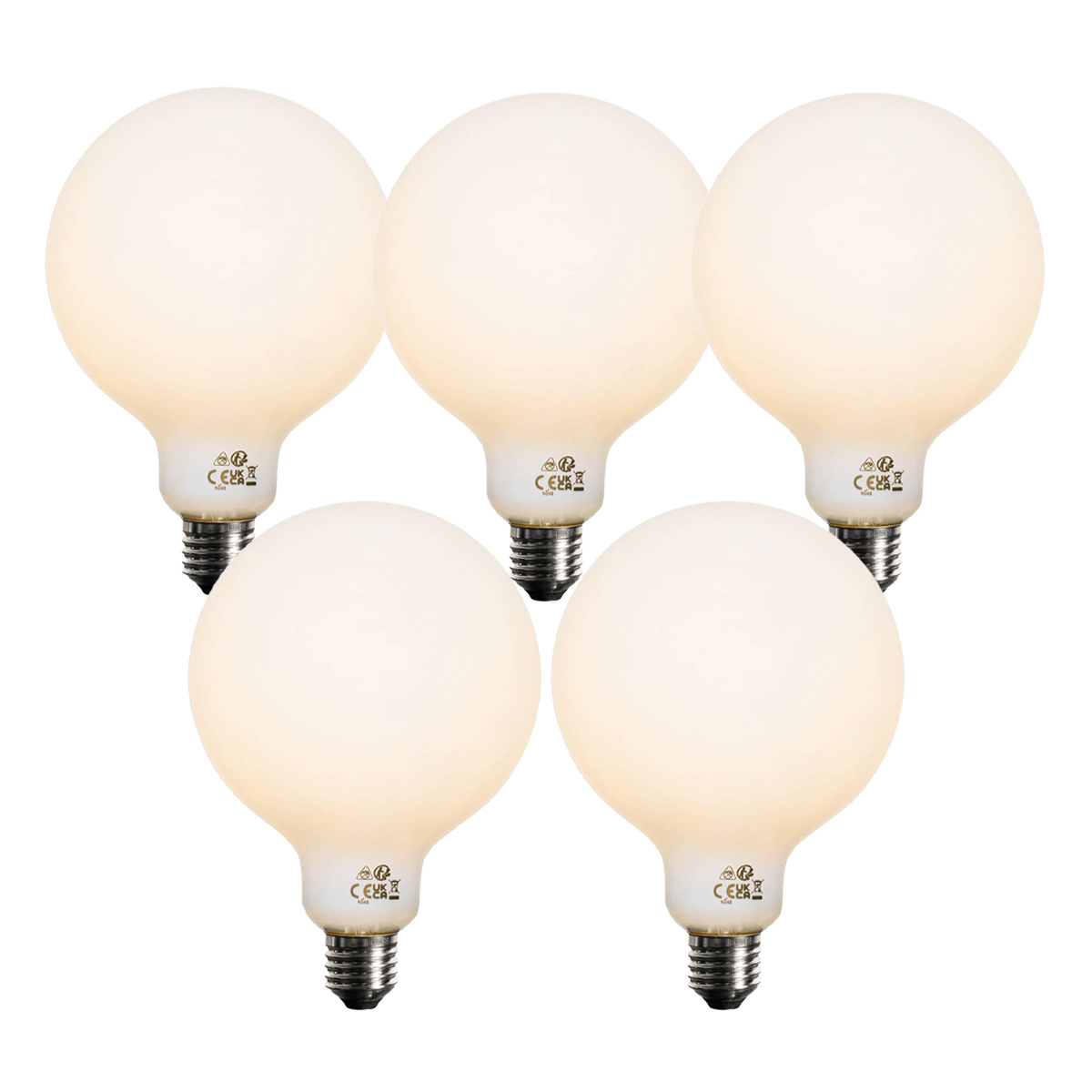 Sada 5 stmievateľných LED žiaroviek E27 Opal G125 5W 450 lm 2700K