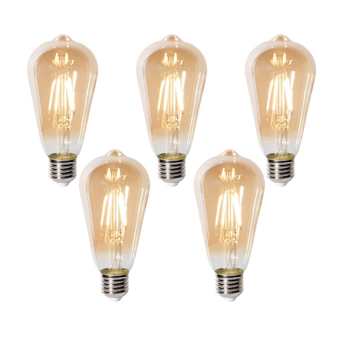 Set de 5 becuri LED E27 dimabile ST64 aurii 5W 450 lm 2700K